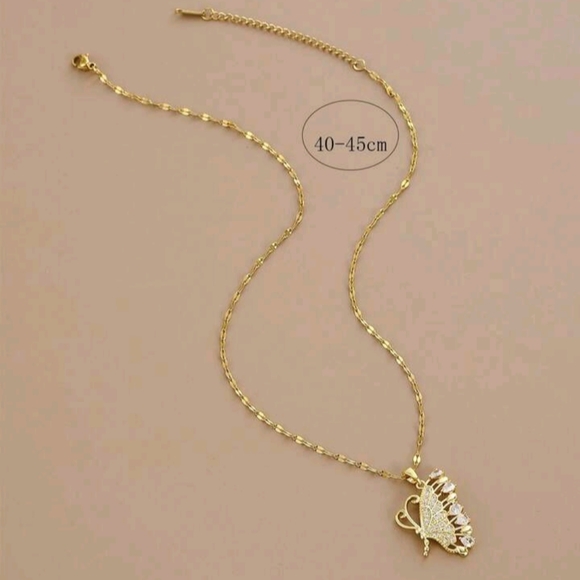 New Elegant Gold Butterfly With Clear Stones Pendant Necklace Stainless … - Picture 6 of 8